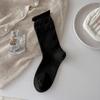 Cake Bubble Mouth Socks for Children, Mid-Calf Length, Solid Color, with Ribbon Knots, Ballet Style, Boneless, Fine Combed Cotton, Layered