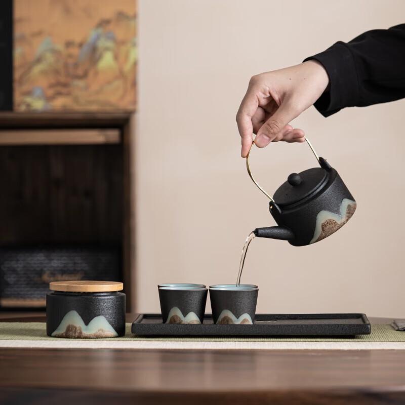 Su's Hand-Painted Ceramic 7-Piece Kung Fu Tea Set