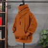 Men Winter Hoodie High Collar Neck Protection Hooded Pullover Long Sleeves with Big Pocket Elastic Cuffs And Hem Loose Daily Sport Top