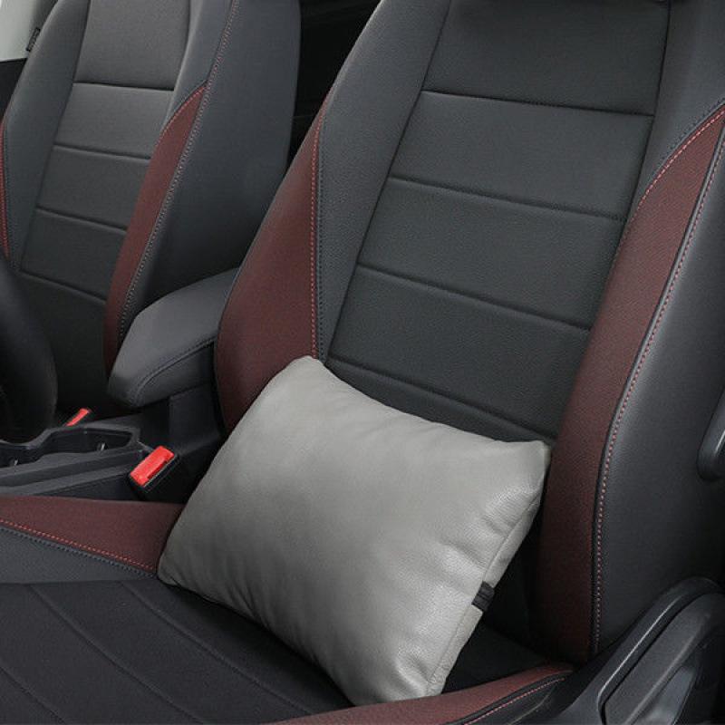 Genuine Leather Cowhide Headrest & Lumbar Support - Breathable, Universal, Four Seasons, Nordic Minimalist Design for Car & Office. 33cm x 24cm (Single Lumbar)