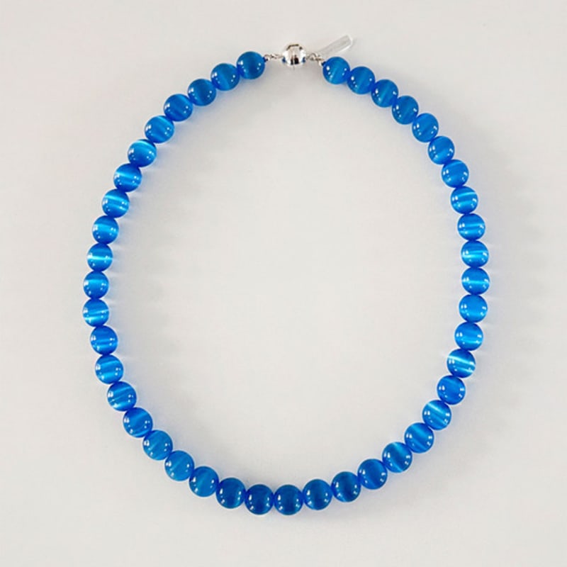 August Harmony 925silver Blue Cats Eye Necklace