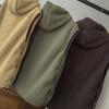 Frauen Herbst Winter Weste mit Kapuze Seite Knopfverschluss Fleece Wärmeisolierung Volltonfarbe
