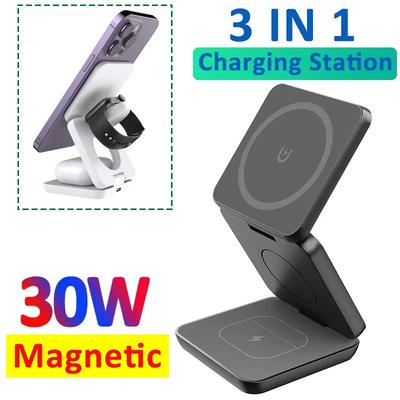 30W 3 v 1 Magnetická Bezdrôtová Nabíjacia Stanica Pre Hodinky 7 6 Samsung Galaxy Watch 6 5 4 Active 2 Pre iPhone Samsung Nabíjačka