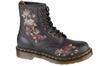 1460 Decayed Roses, Womens Black Bovver Boots