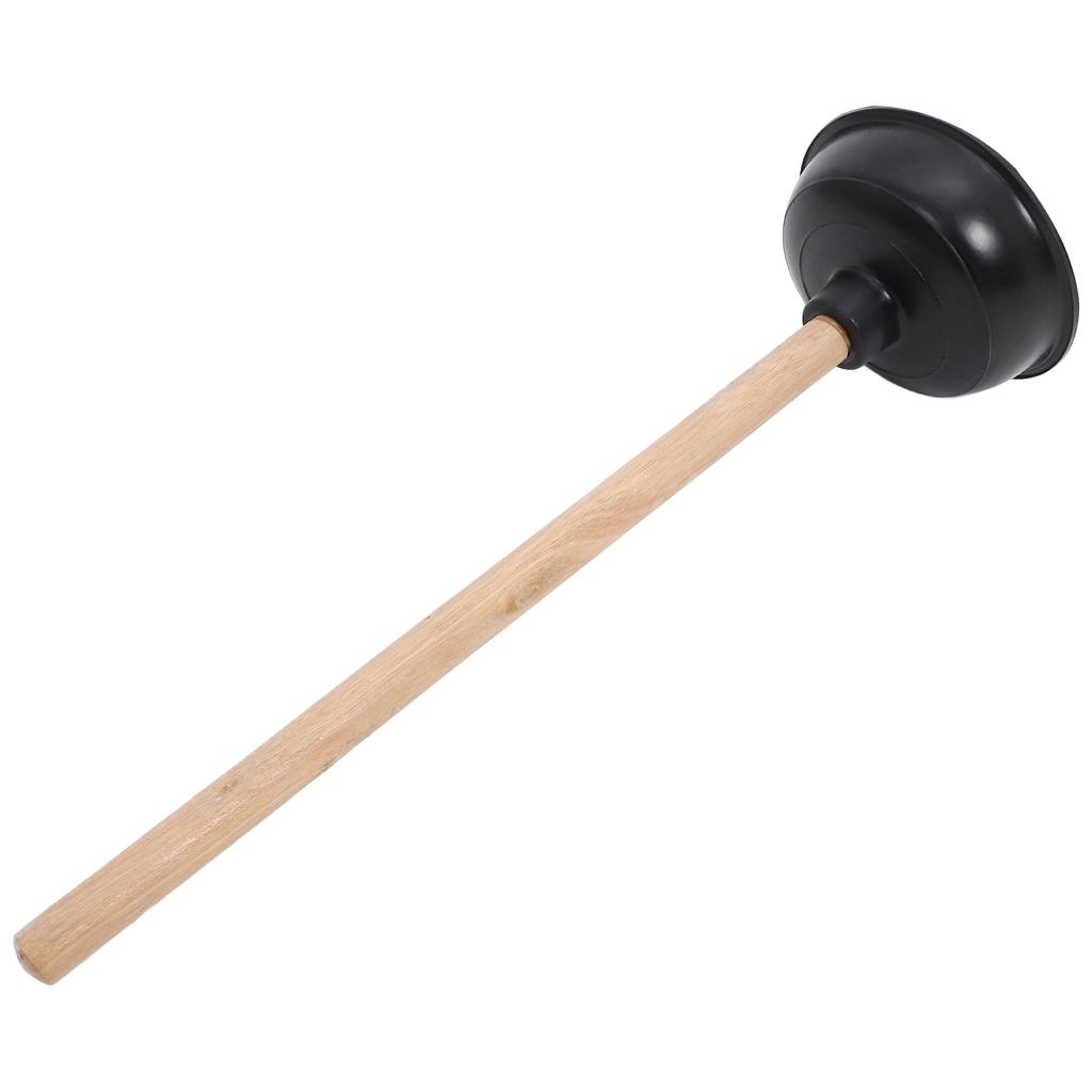 1PC Wooden Handle Rubber Toilet Plunger Heavy Duty Bathroom Cleaning Tool Wear Resistant Comfortable Grip Compatible With