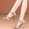 Fashion New 2025 Summer Luxury Designers Women Sandals Fashion Gold Rhinestone Thin High Heel Shoes Ladies Elegant Party Dress Sandalias