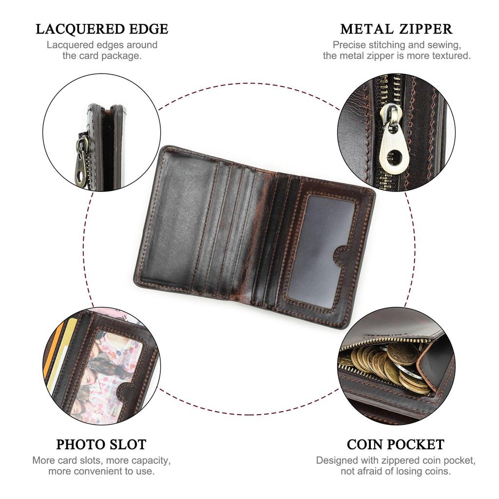 Portafoglio Sottile In Vera Pelle Con RFID - Piccolo E Leggero Per Donne, 11 Scomparti - Foto 8