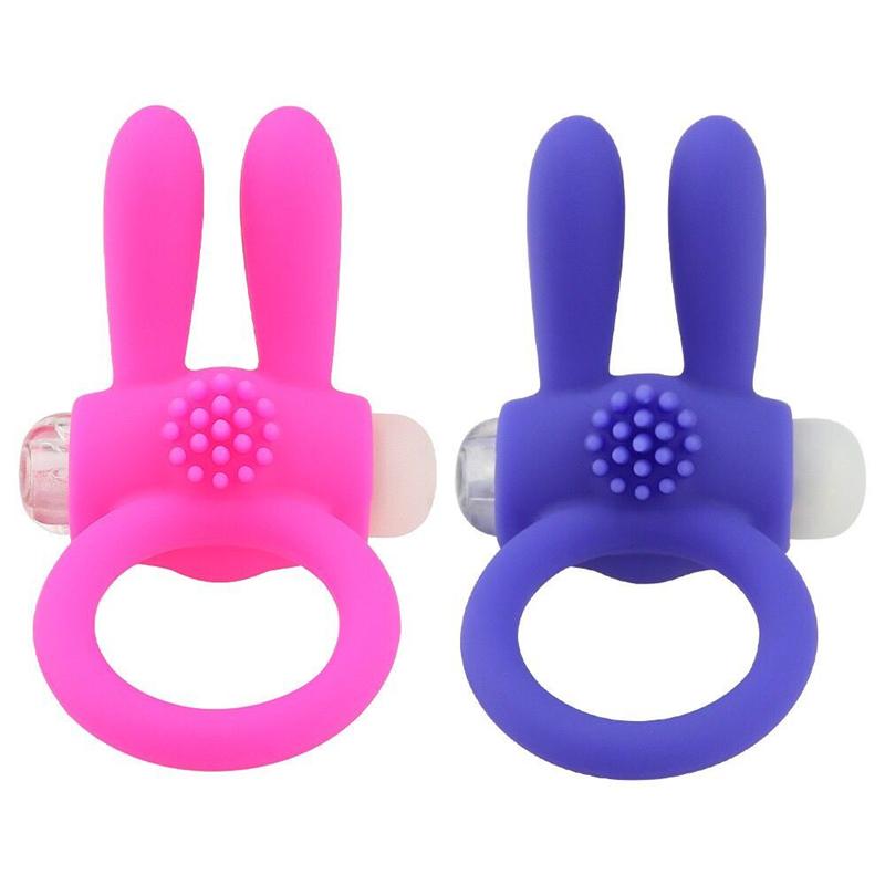 Male Silicone Rabbit Penis Ring Vibrator Cock Rings Delay Enlargement Clitoral Stimulator Vagina Adult Sex Toys For Men