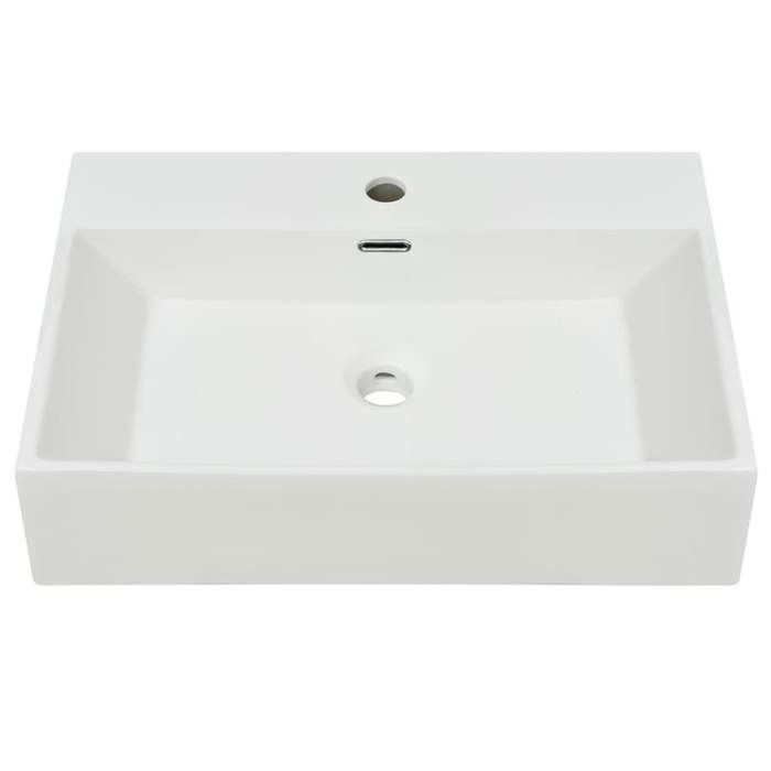Vasque - vidaXL - 60,5x42,5cm - Céramique - Blanc - Rectangulaire
