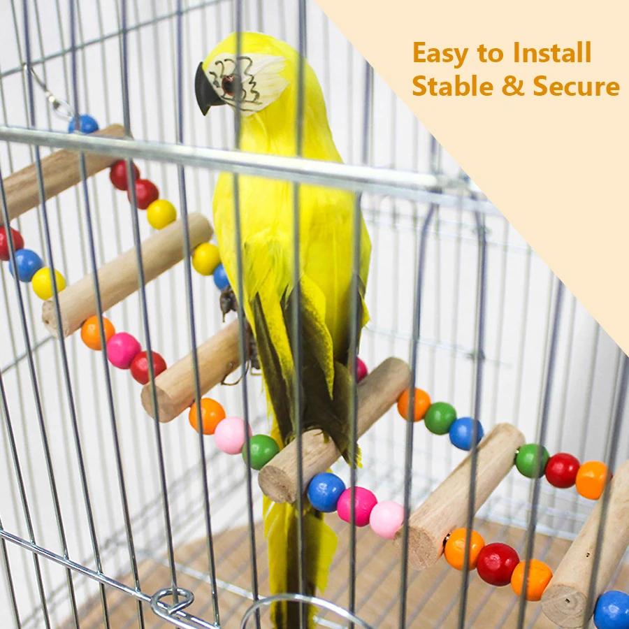L Size 10 Ladder Pet Birds Swing Wooden Bridge Ladder Climb Cockatiel Parakeet Budgie Parrot Toy Wood Ladder
