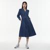 LAP Open Collar Pocket Line Long Denim Dress Aq1Do261