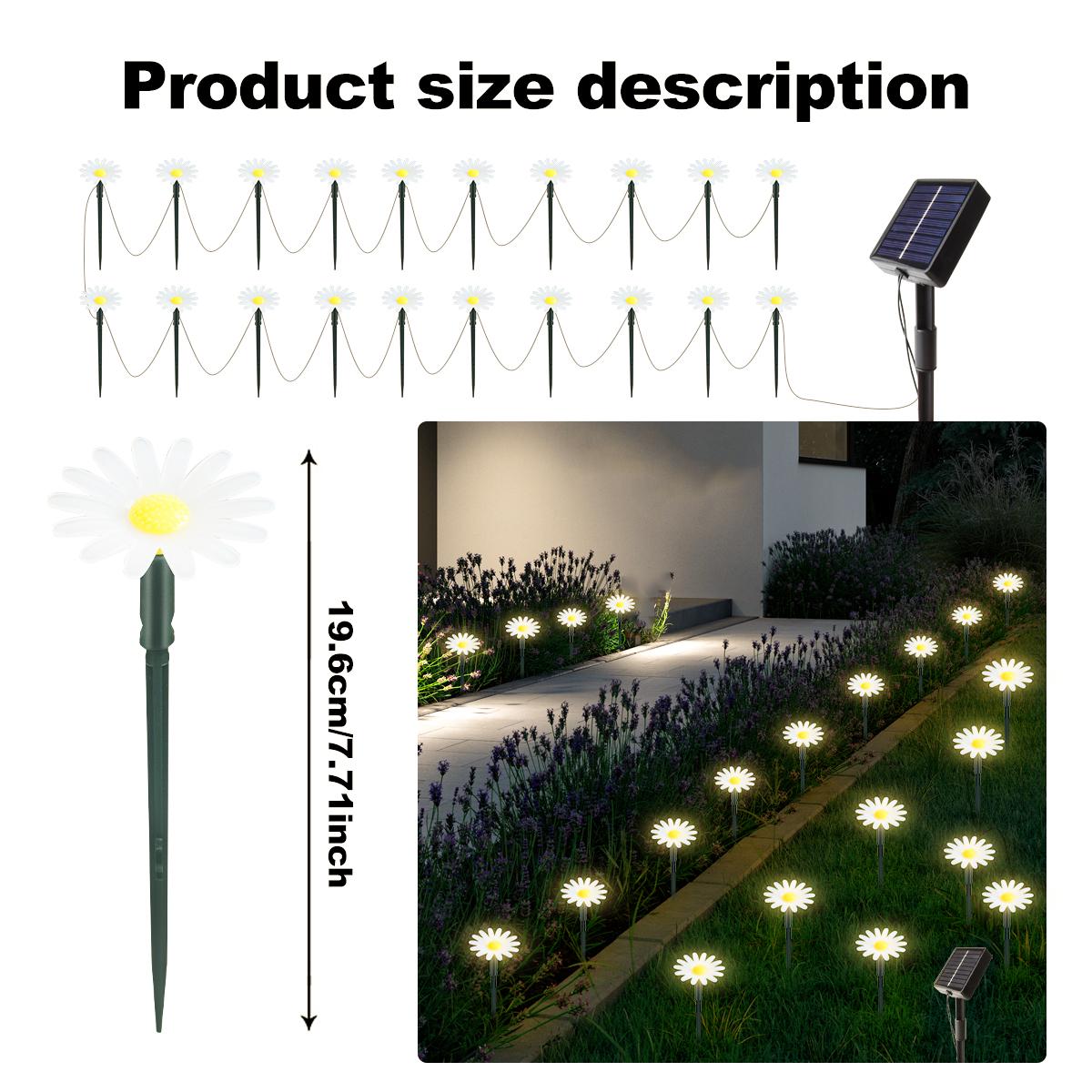 

5M 20LEDS Solar LED Lawn Pathway Lights Outdoor Waterproof Pilot Lighting Decoration for Garden Yards Camping Parties Holiday