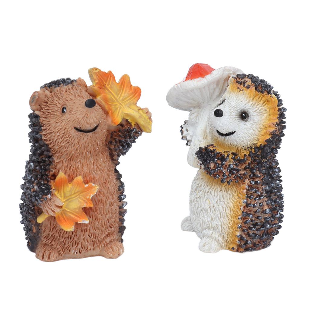 1 Pair Resin Hedgehog Ornament Micro Landscape Animal Decoration for Birthday Bedroom Study