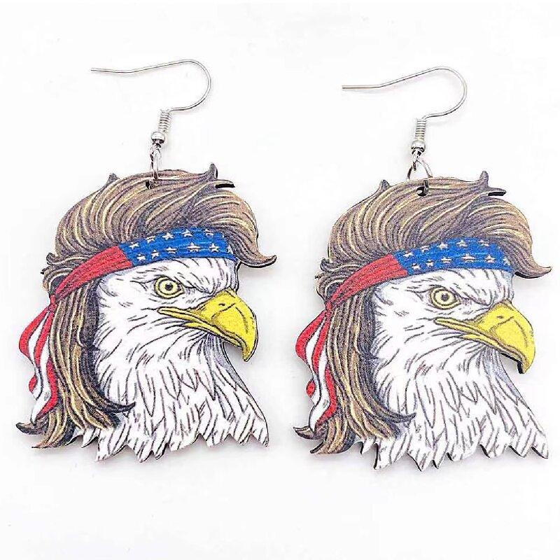 Women's Creative Fun Wooden Dangle Earrings, Cartoon Dog Cow Chicken Pattern, Unique Casual Daily Wear Jewelry