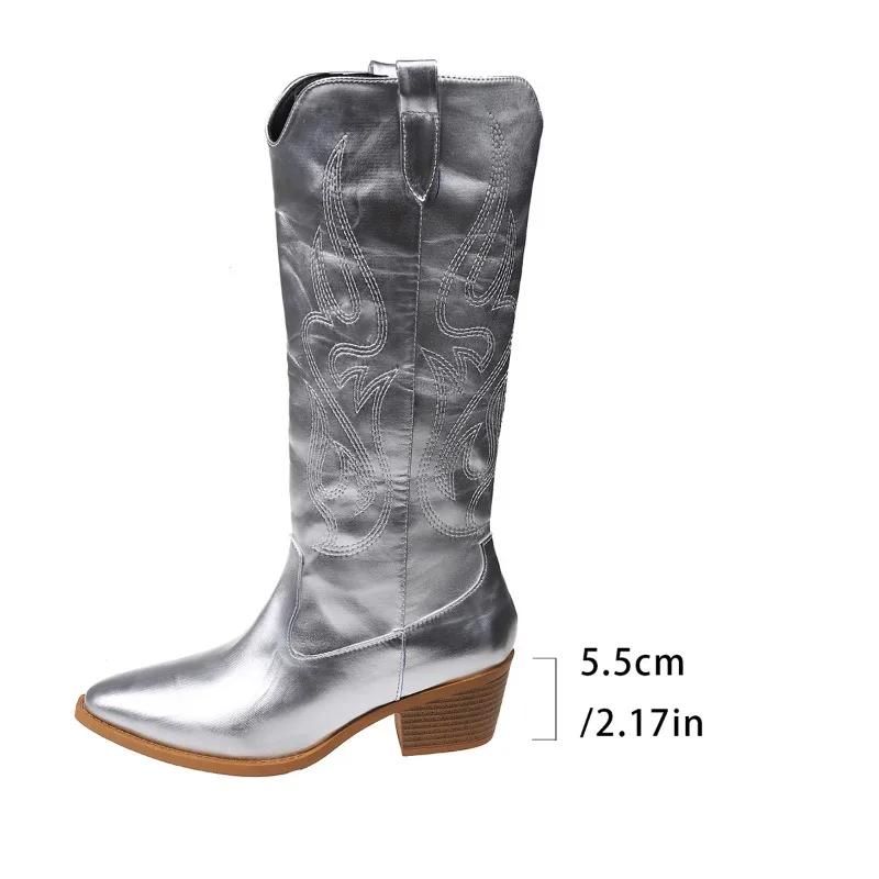 Fashion Female Shoes On Sale 2024 Sleeve Women Boots Autumn Winter Pointed Toe Warm Solid High Tube Chunky Heels Fashion Boots Zapatos