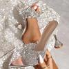 Fashion Eilyken Summer PVC Transparent Pointed Toe Slippers Sandals Women Fashion Bling Crystal Diamond High Heels Party Shoes