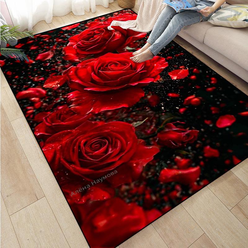 Colorful Flower Area Decoration Rose Sunflower Daisy Peach Blossom Floor Mat Living Room Sofa Rugs carpet