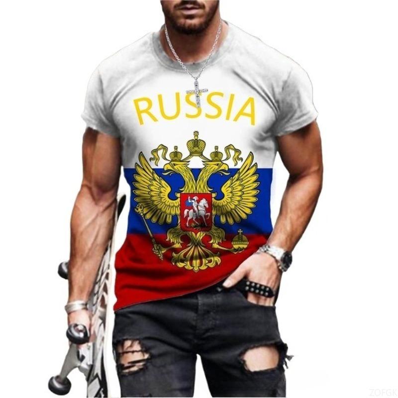 Trendy Fashionable Russian Style 3D Digital Printed Summer Short Sleeved Comfortable Casual Round Neck T-shirt