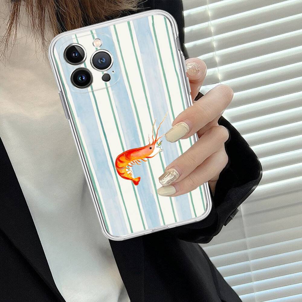 Marine Life Crabs Lobsters For IPhone 11 12 13 14 15 16 17 Pro Max Plus Air Transparent Clear Shockproof Case
