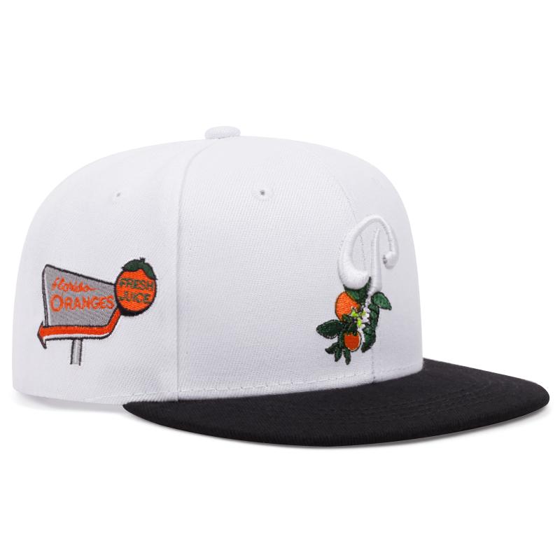 2025 Creative New Flat Edge Hat P Leaf Fruit Embroidery Outdoor Leisure Sunshade Hat Baseball Hat Street Personalized HipHop Hat