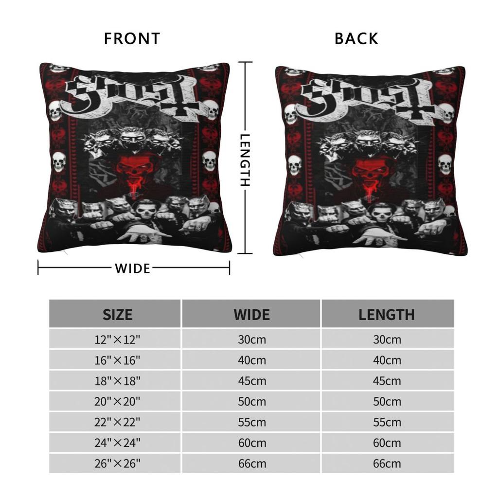 Ghost Rock Metal Band Pillowcase Product Printed Cushion Cover Throw Pillow Cover Bedroom Decoration Zipper Multi Size