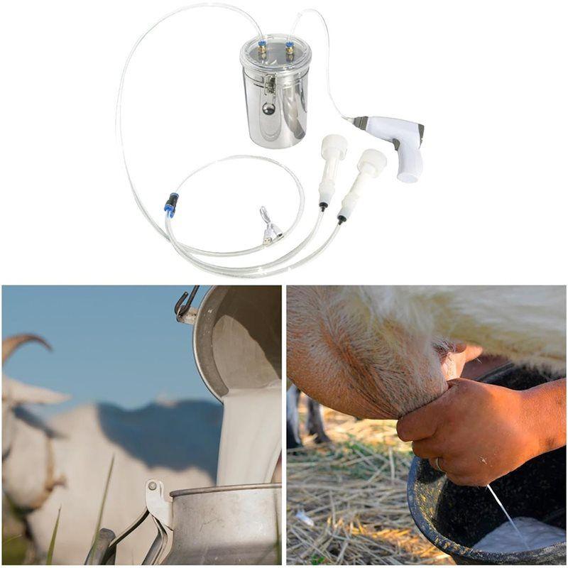 2L N85R-Effort-Saving Electric Sheep Milking Machine Kit Portable Milker With Double Head Transparent Lid For Farm Use