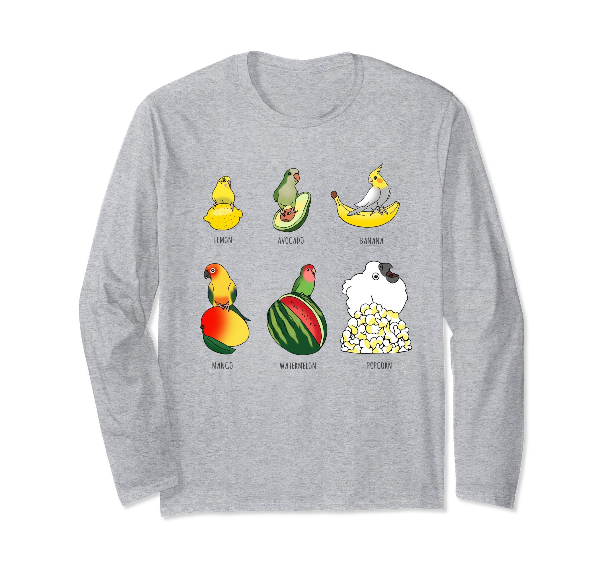 

Cute Bird Doodle Birb Meme Funny Pet Owner Parrot Fruit Long Sleeve T-Shirt сірий колір