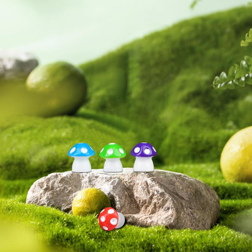 TOYANDONA 80 Pieces 8 Colors Mini Resin Mushrooms - Miniature Mushrooms, Cute Resin Terrarium Figurines, Tiny Fake Mushrooms, Fairies, Bonsai