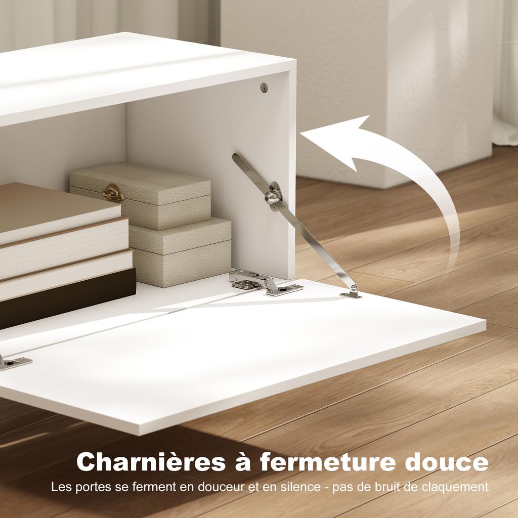 TV Stand, TV Cabinet for TV Up To 90 Inches with 2 Drop-down Doors, Drawer, 200 X 35 X 45 Cm, White
