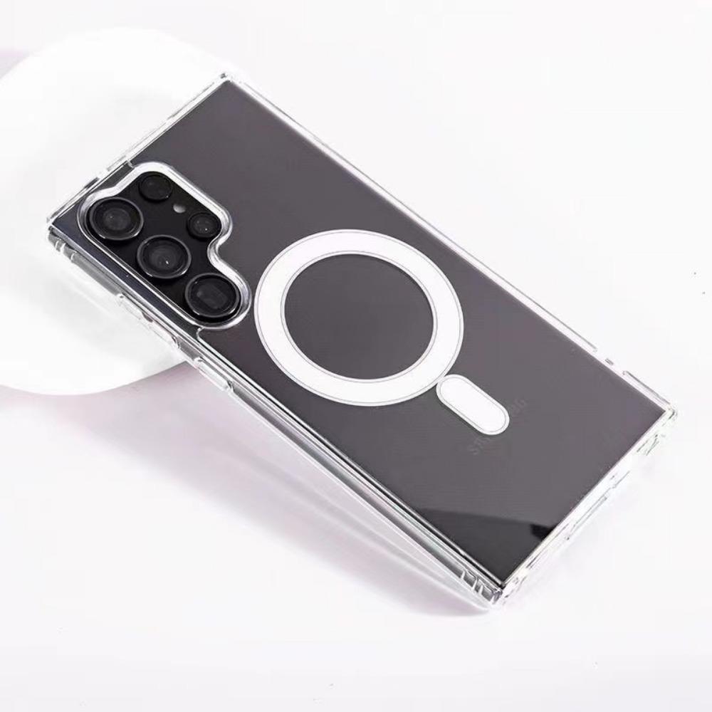 Original Magsafe Magnetic Clear Case for Samsung Galaxy S24 Ultra S21 FE S22 Plus S23 Ultra Wireless Charging Shockproof Cover