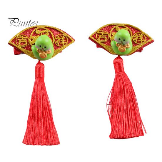 

1 пара новогодних заколок-клипс с бантом и кисточками, детские заколки для волос, декоративные заколки для волос из смолы в виде змеи B