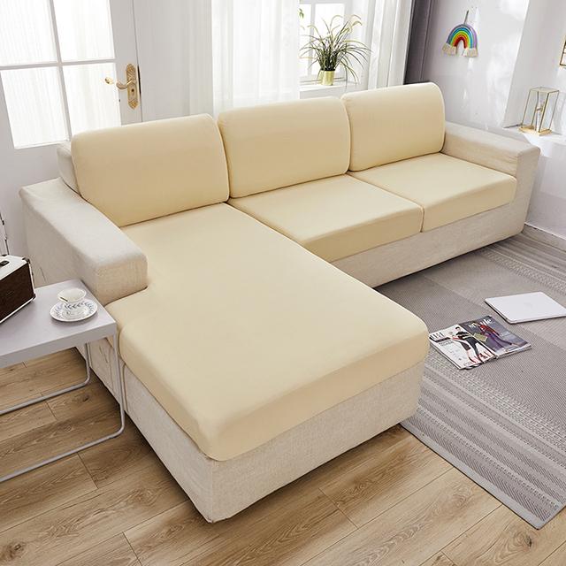 Solid Color Sofa Furniture Cushion Covers Used For Living Room Elastic Sofa Seat Cover Corner Couch Cover Slipcover Chair Protective Cover 1 /2 /3