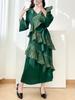 Elegant Plus Size Pleated Ruffle Lace-Up Dress