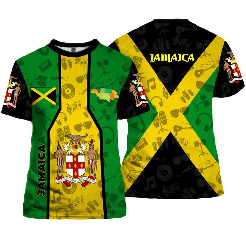 Jamaica Flag Graphic T Shirt For Men Jamaican National Emblem 3D Printed Short Sleeve Summer Streetwear T Shirts O-Neck Top Tees