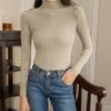 Women's Fashion Slim Button Top Half Turtleneck Knitted Bottoming Shirt