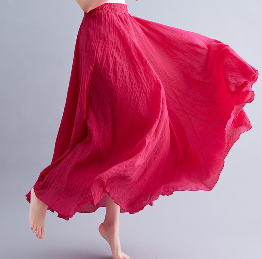 

Летняя длинная юбка А-силуэта в японском стиле из литературного хлопка и льна 2025 L