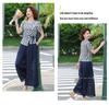 Mother's Summer Outfit: Elegant Short-Sleeve T-Shirt & Wide-Leg Pants Set for Mature Women