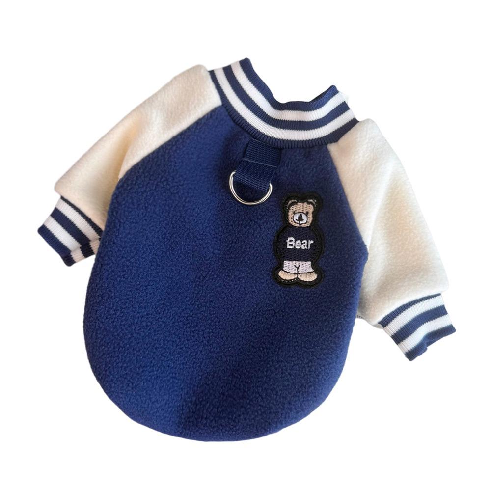 

Material Pet Clothing Windproof Design Soft Fleece Dog Clothing Striped Collar Thick Fabric Puppy Coat Medium Dogs XS синій