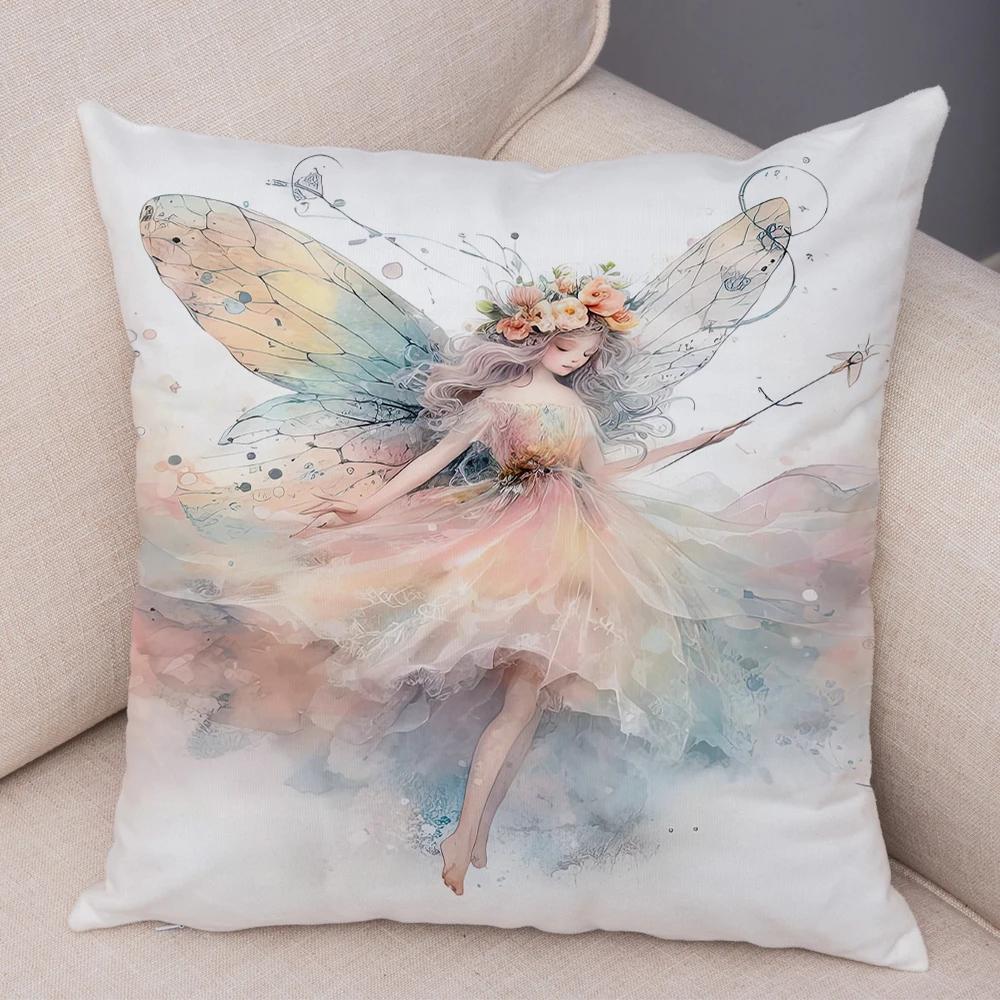 

Cute Cartoon Forest Girl Elf Cushion Cover Double Print Pillowcase Decor for Sofa Home Super Soft Plush Pillow Case 40x40cm 40x40cm16x16Inch