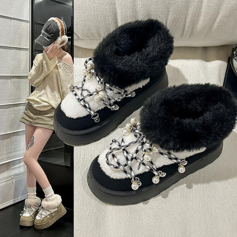 Small Half Size Suede Round Head Winter Artificial Short Plush Sleeve Low Heel (less Than 3cm) Rubber Short Tube