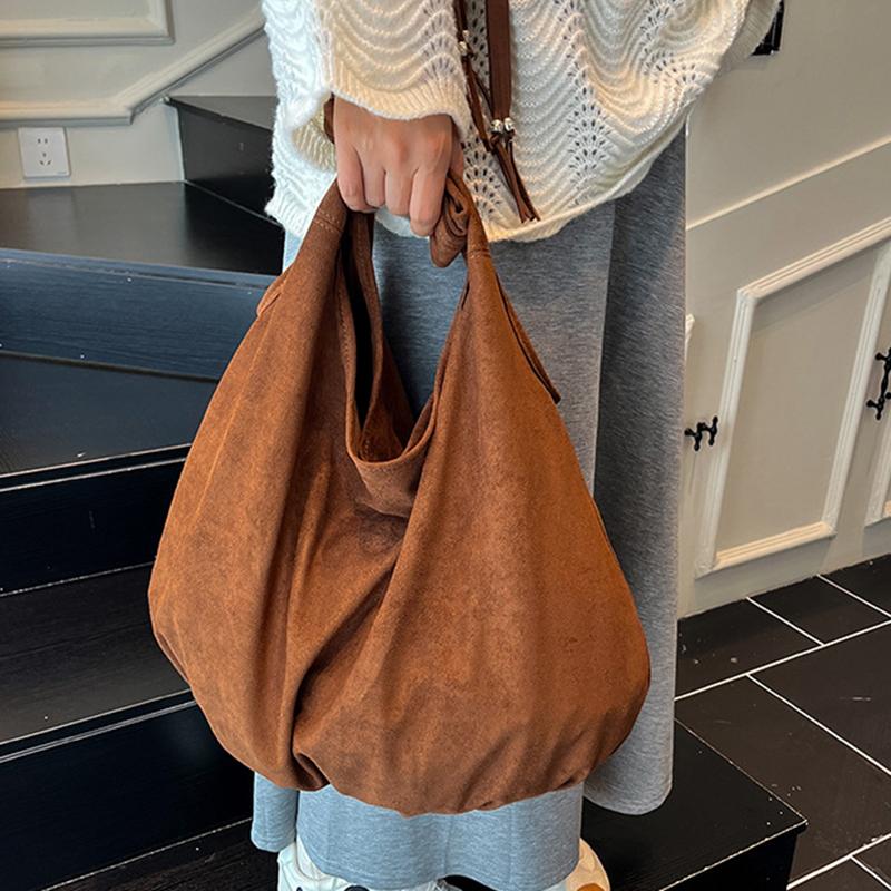 New Suede Tote Bag Women's Retro Matte Shoulder Bag High-end Large-capacity Commuting Versatile Shopper Handbags