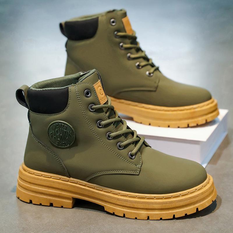 Rhubarb Boots, Autumn and Winter Plus Size Martin Boots, Waterproof, Non-slip Hiking Shoes, Casual Labor Protection Shoes
