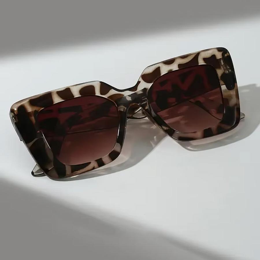Leopard Print Square Women's Sunglasses Fashion Decorative Glasses Suitable for Holiday Beach Party Fashion Glasses