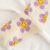 5 Paar Damen Süße Crew-Socken Set, Große Größen Blumenmuster Gerippt Gestrickt Atmungsaktiv Mittelhohe Socken