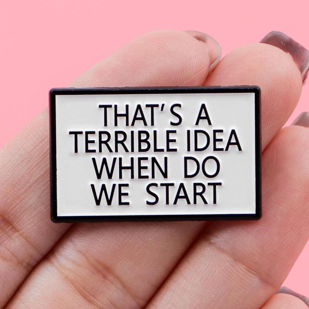 Motivational Cartoon Medal: Creative Metal Brooch with English Lettering for Clothing Accessories