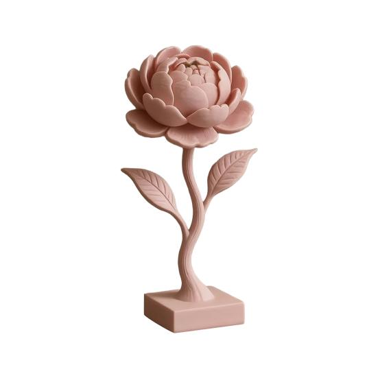Pink Peony Figurine 3D Printed Peony Tabletop Ornament Pink Flower