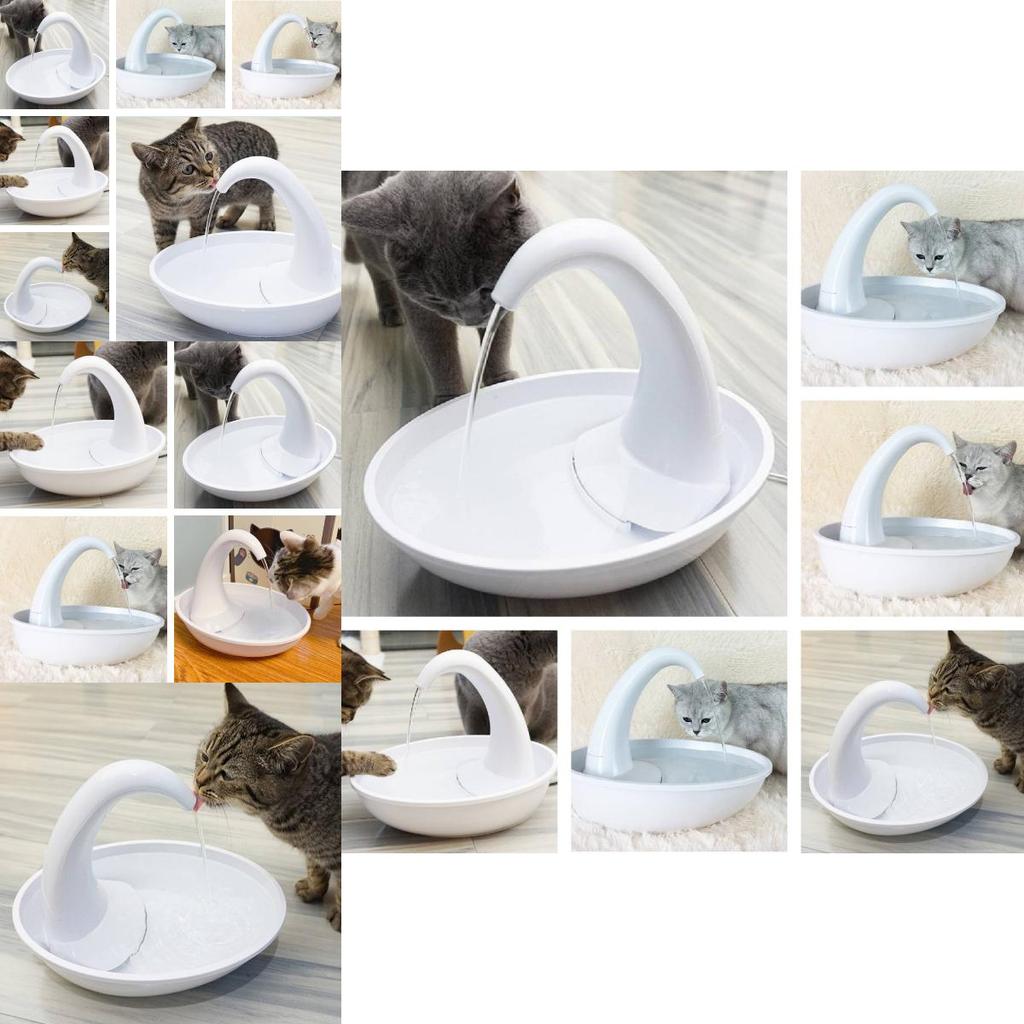Pioneerpet Schwan Haustier-Trinkbrunnen Ideal für Katzen und Hunde mit leisem Betrieb und einfachen Reinigungsfunktionen