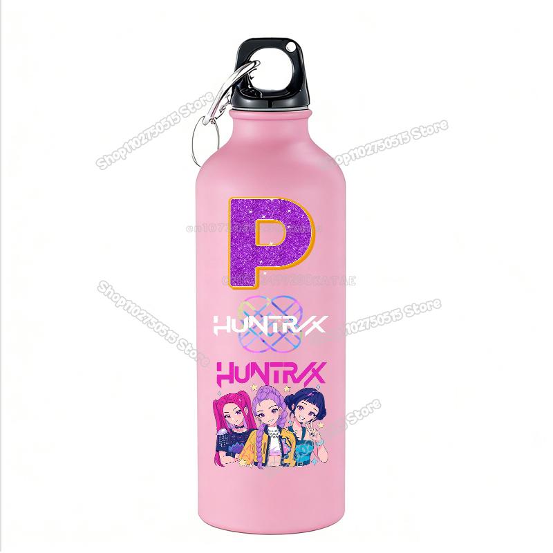 High Quality 500ml KPop Demon Hunters Kids Sport Water Bottle Letter A-Z Rumi Mira Zoey Outdoor Bottle Large Capacity Girl School Drink Cups