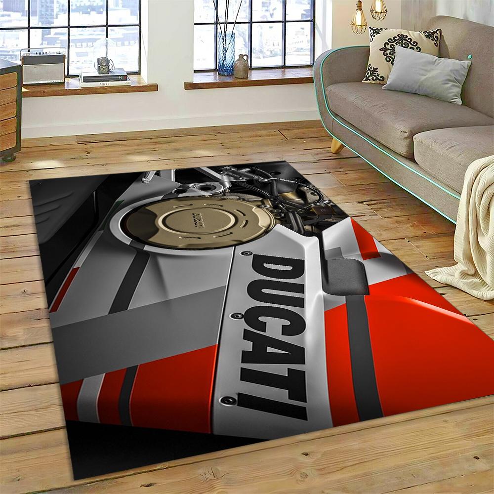 3D Rennmotorrad Schild Teppich für Wohnzimmer Schlafzimmer Zuhause Sofa Dekoration, Kinder Spiel Rutschfeste Bodenmatte Weihnachtsgeschenk