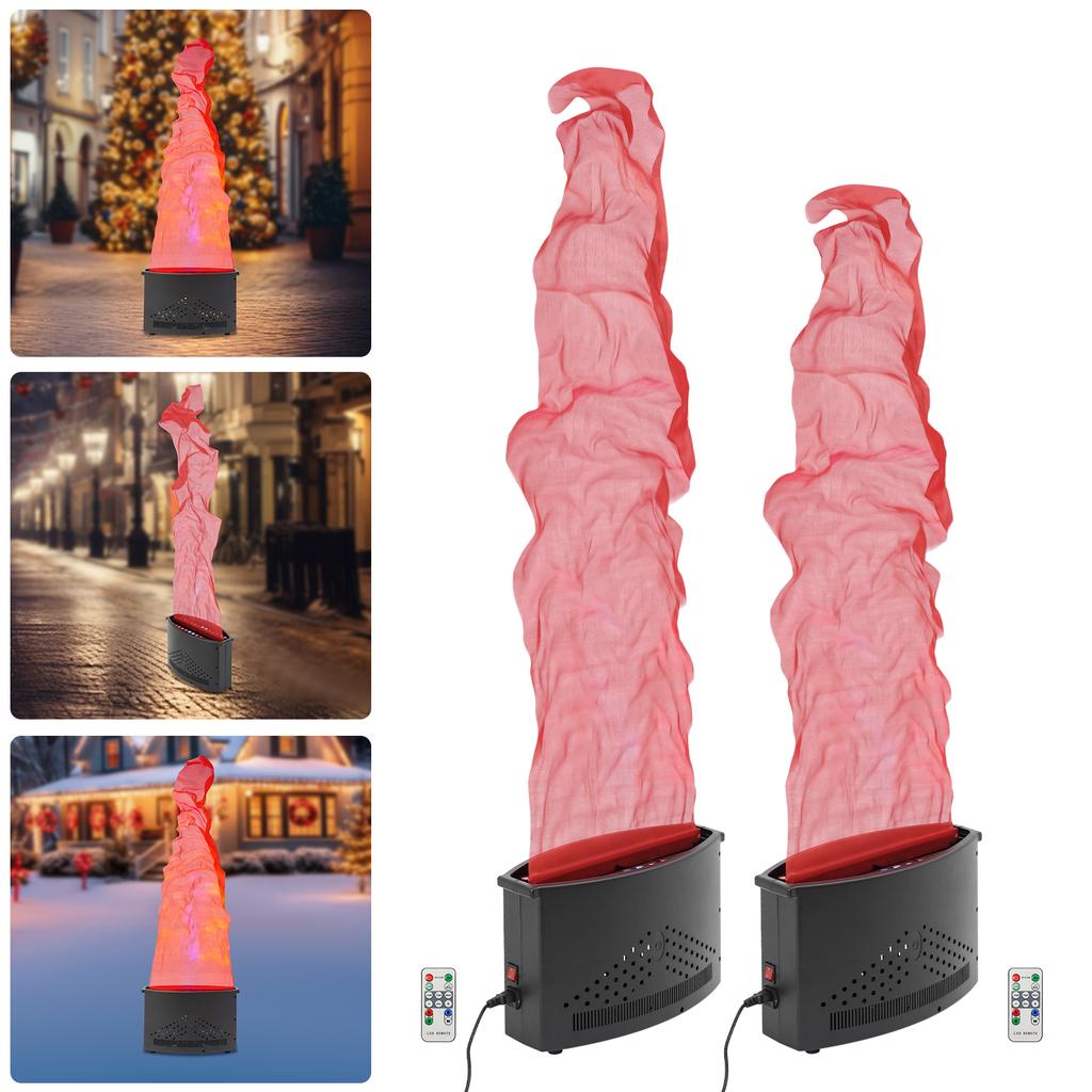 Elliptical Base Fake Plastic Fire Flame Light,Black 24 LED Flame Cloth 1.5m/1.8m Fake Fire Flame Light for Halloween